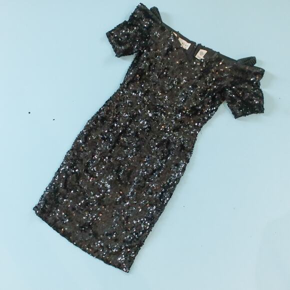 Vintage 80s Lillie Rubin Black Sequin Sleaze Goth Sheath Dress Size Large - Picture 1 of 8